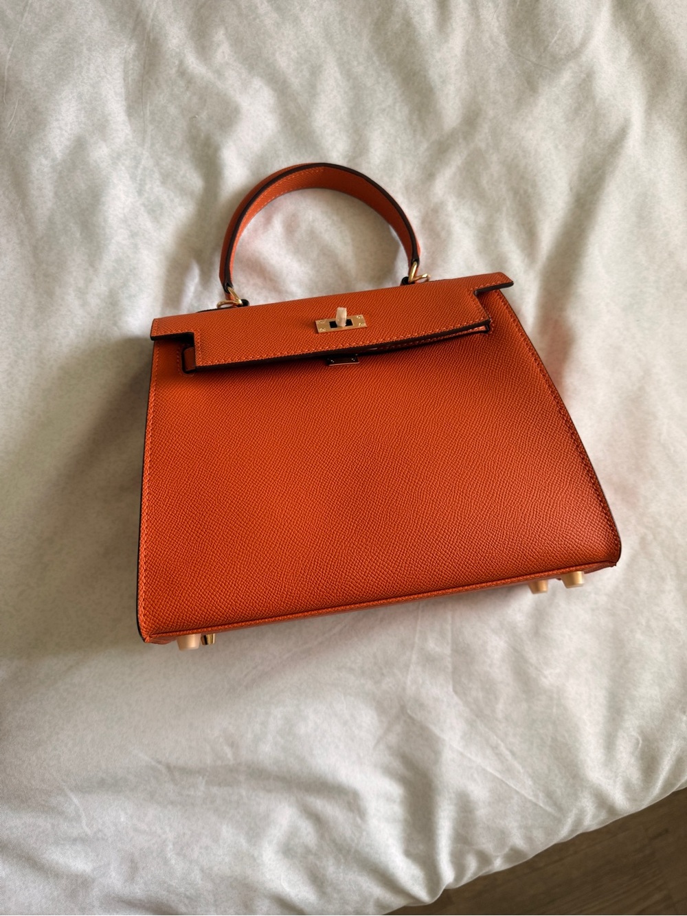 Structured Top-Handle Bag in Orange